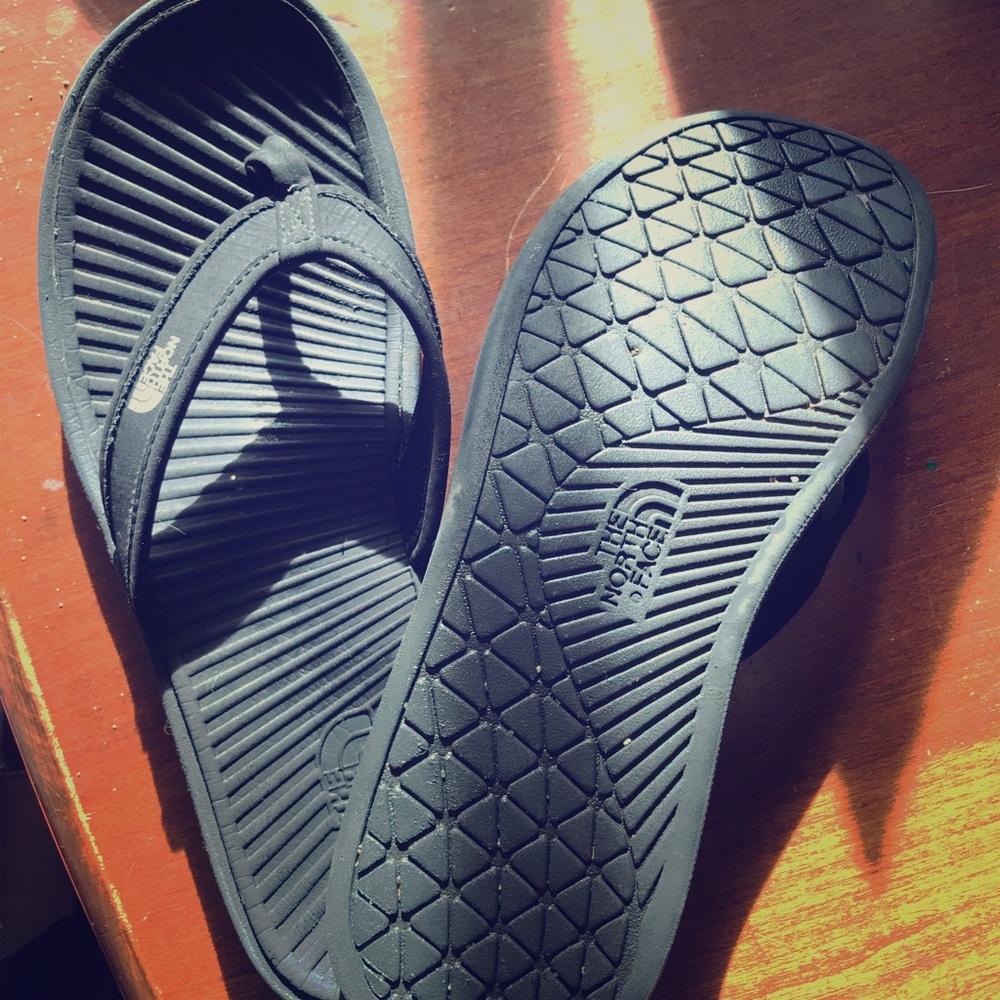 Black NorthFace Flip Flops